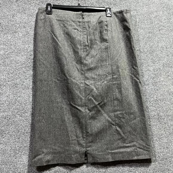 Armani Collezioni Midi Pencil Skirt Womens 12 Grey Wool Front Zip Streetwear - Picture 5 of 9